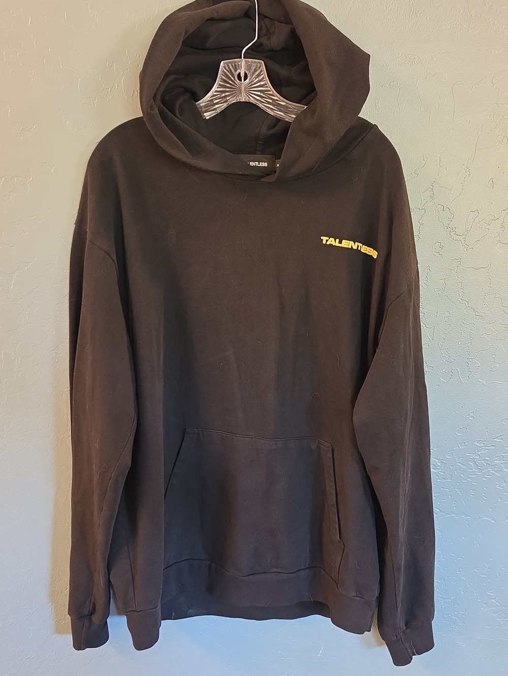 TALENTLESS Black Hoodie with Small Yellow Logo
